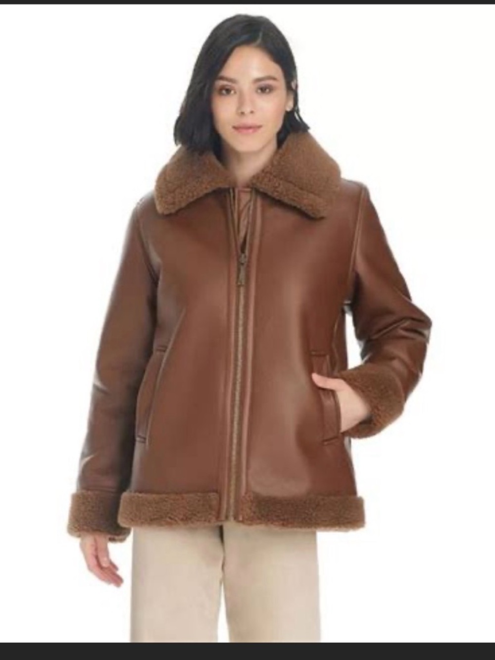 Koolaburra Brown Faux-Shearling Leather Jacket